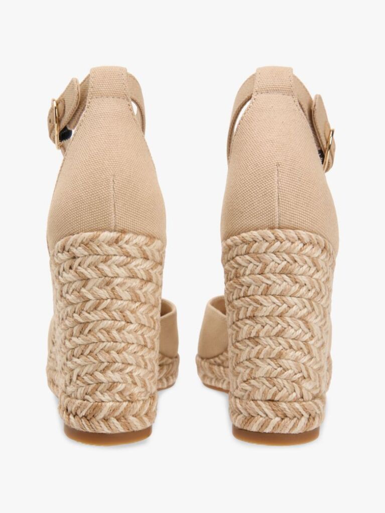 Beige Canvas High Wedge Espadrilles  Women