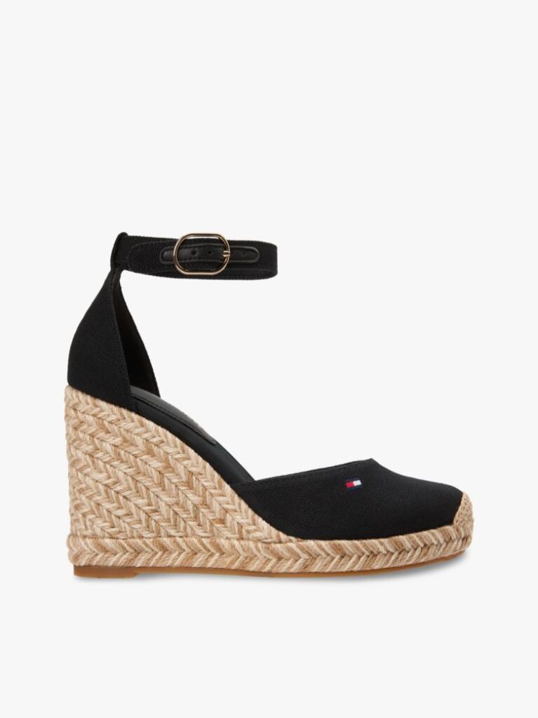 Black Canvas High Wedge Espadrilles  Women