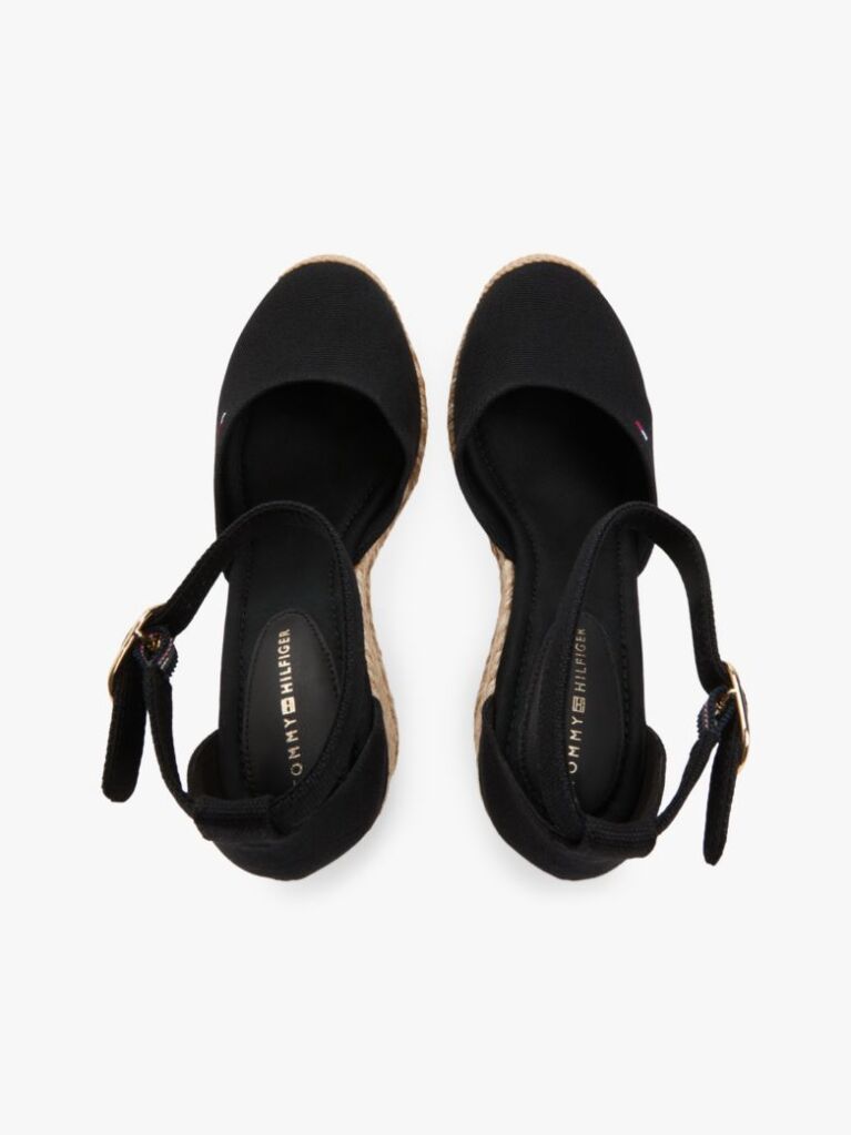 Black Canvas High Wedge Espadrilles  Women