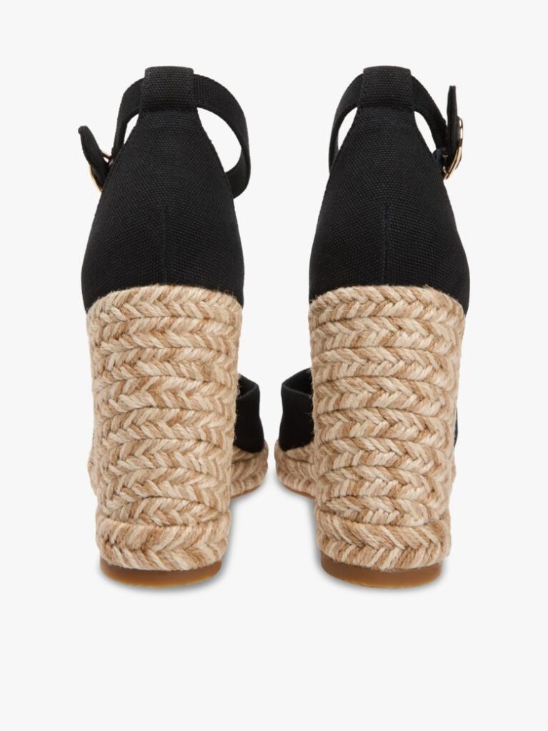 Black Canvas High Wedge Espadrilles  Women