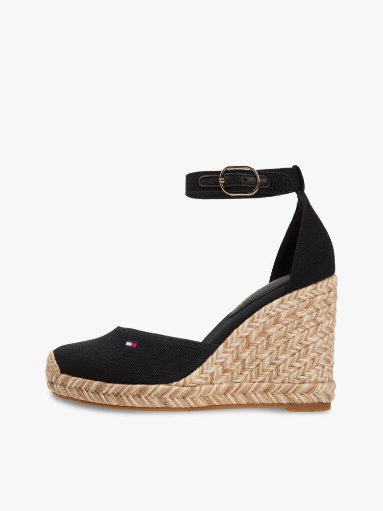 Black Canvas High Wedge Espadrilles  Women