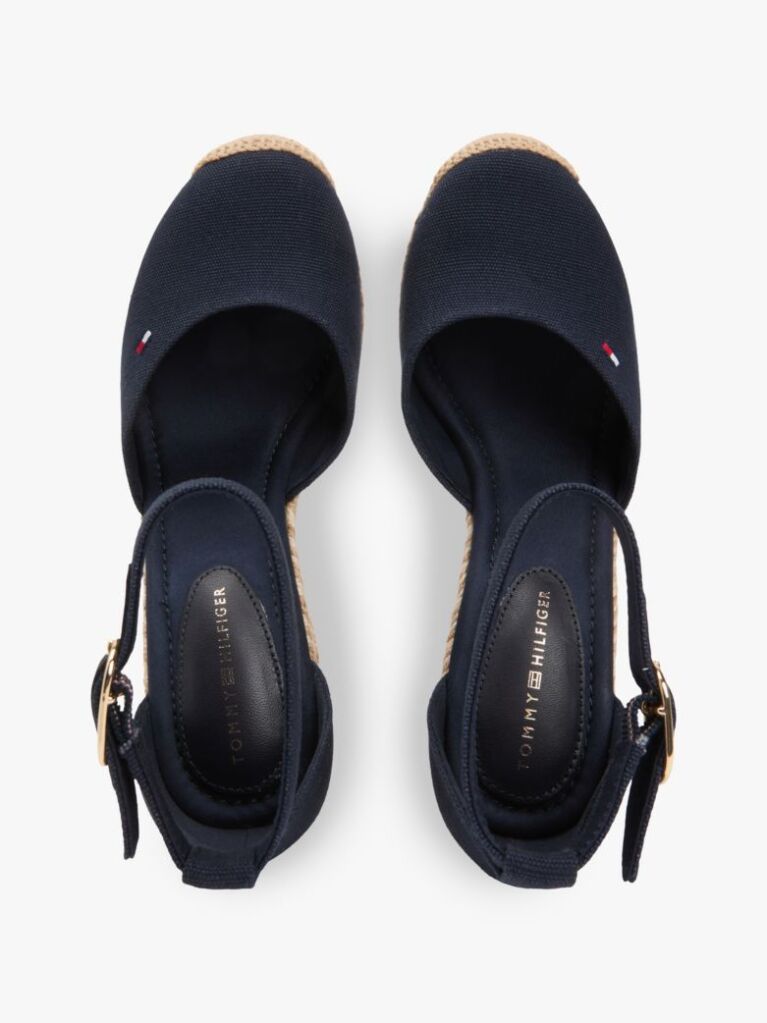 Blue Canvas High Wedge Espadrilles  Women