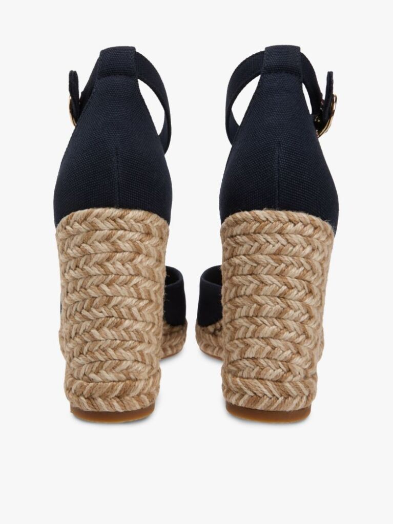 Blue Canvas High Wedge Espadrilles  Women