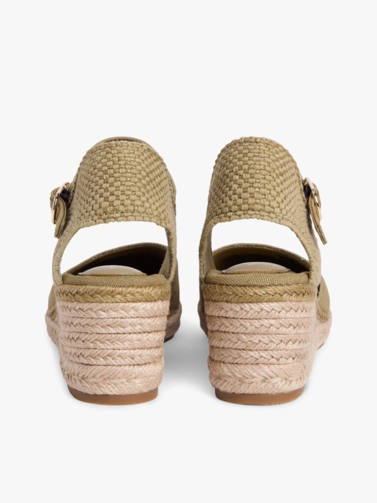 Green Canvas Wedge Espadrilles  Women
