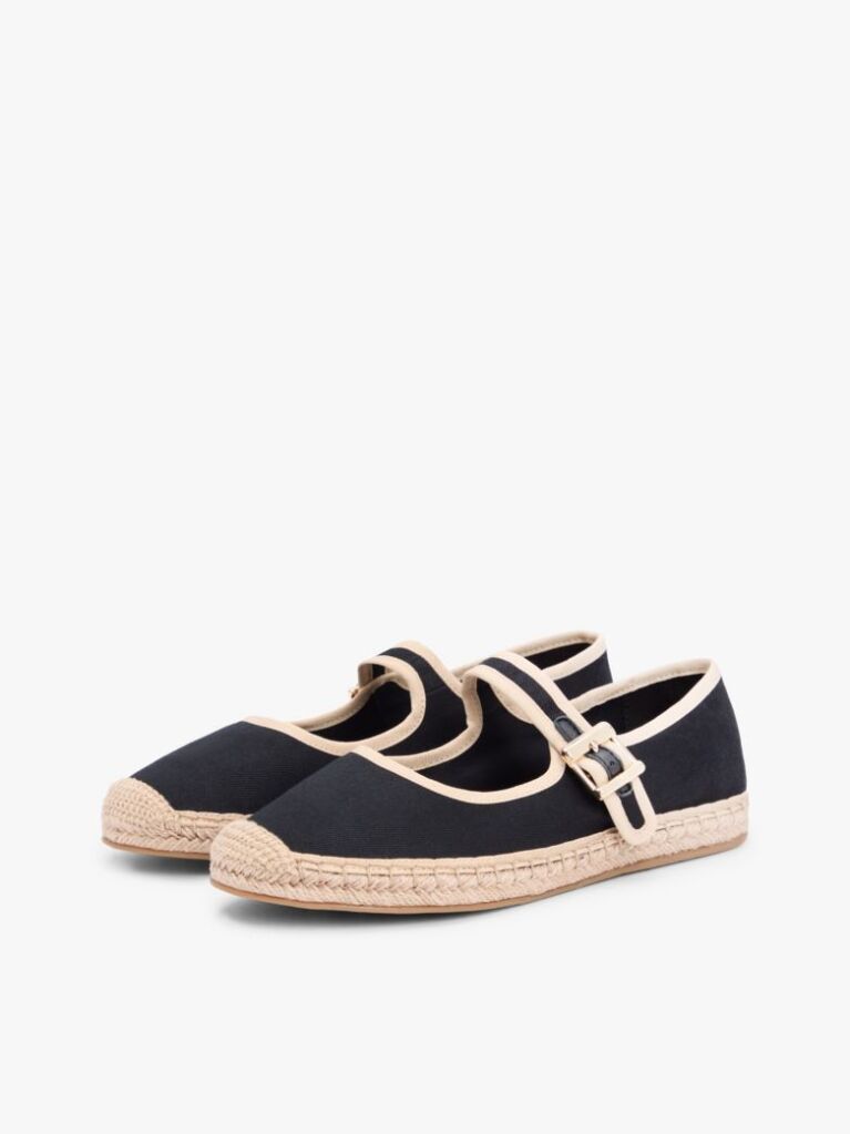 Black Canvas Mary Jane Espadrilles  Women