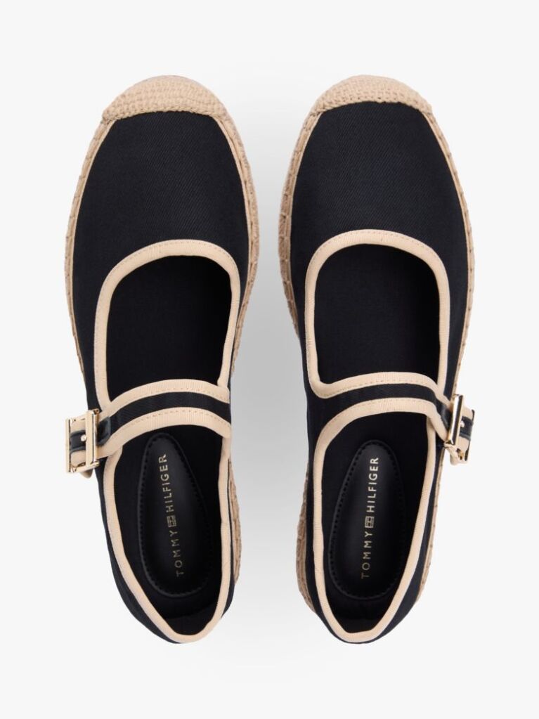 Black Canvas Mary Jane Espadrilles  Women