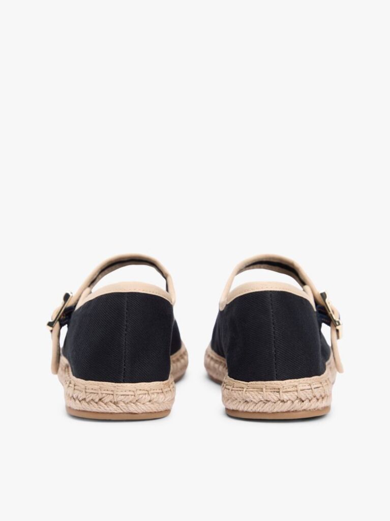 Black Canvas Mary Jane Espadrilles  Women