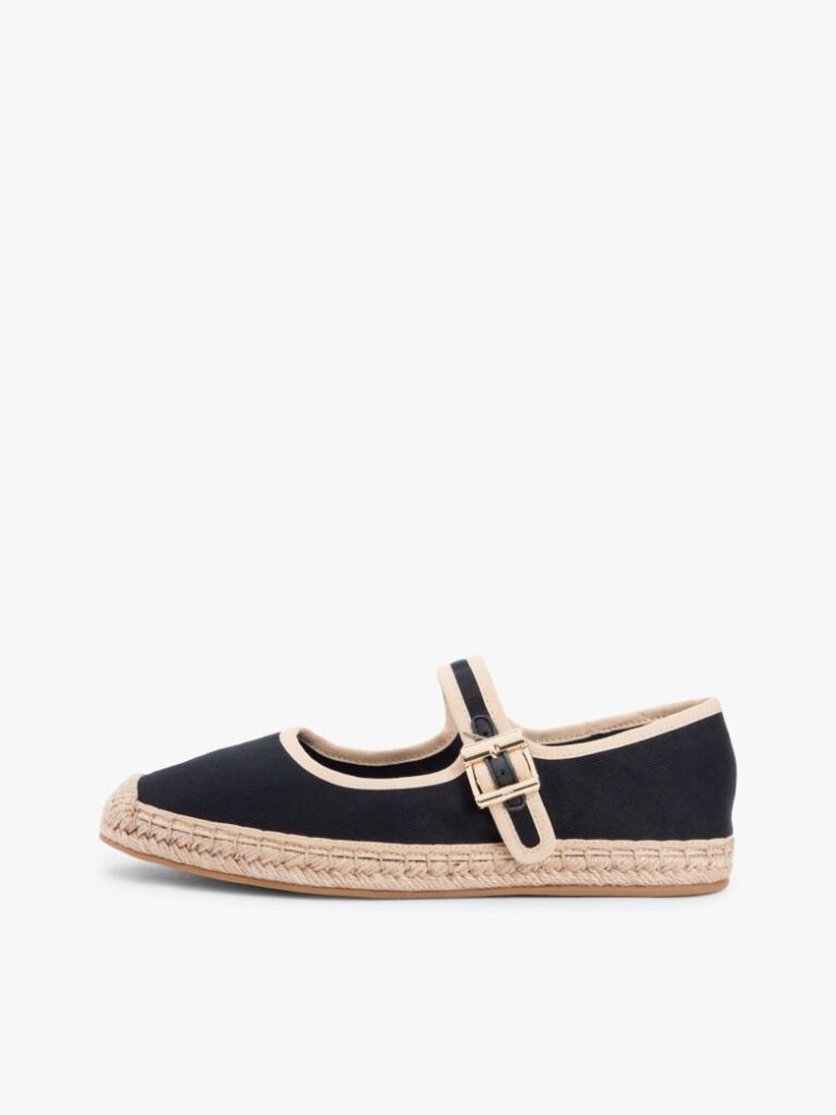 Black Canvas Mary Jane Espadrilles  Women