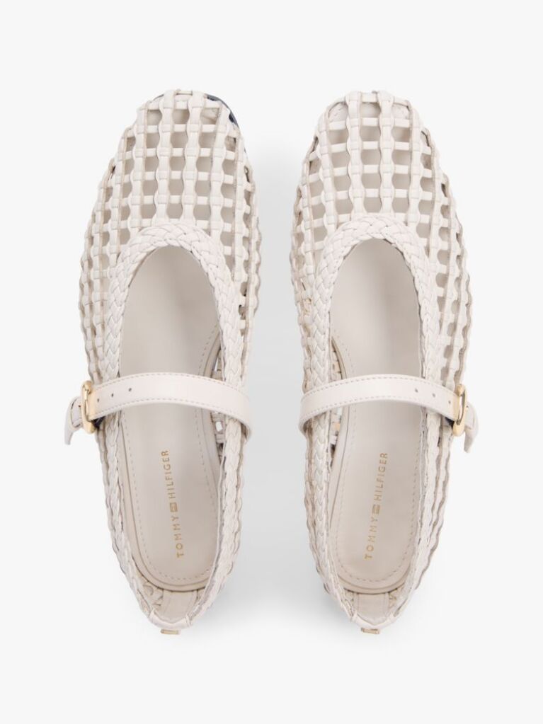 Μπεζ Πλεκτές Μπαλαρίνες Mary Jane  Γυναίκες