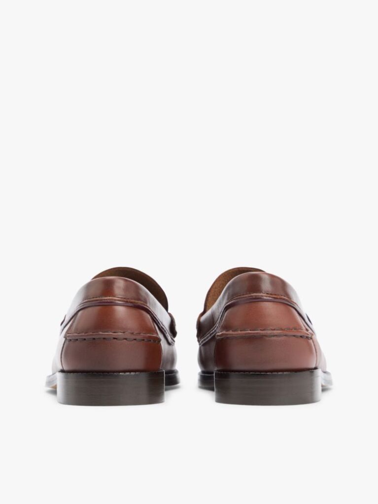 Brown Leather Penny Loafers  Women