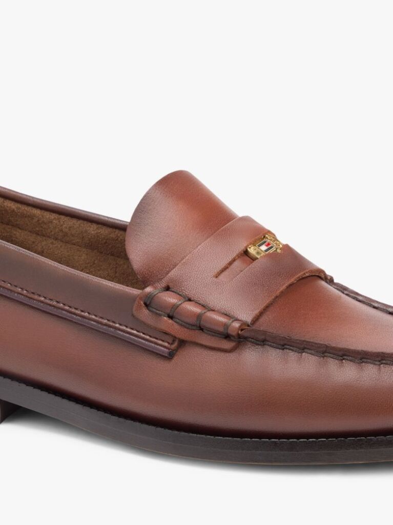 Brown Leather Penny Loafers  Women