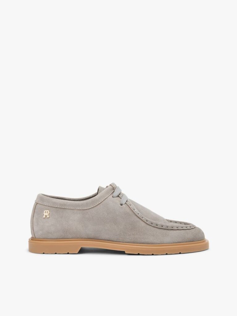 Γκρι TH Monogram Σουέτ Loafers Με Moc Μύτη  Γυναίκες