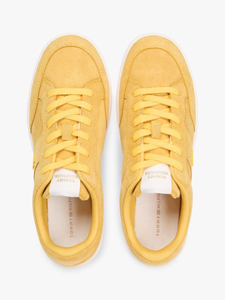 Yellow TH Monogram Suede Court Trainers  Women