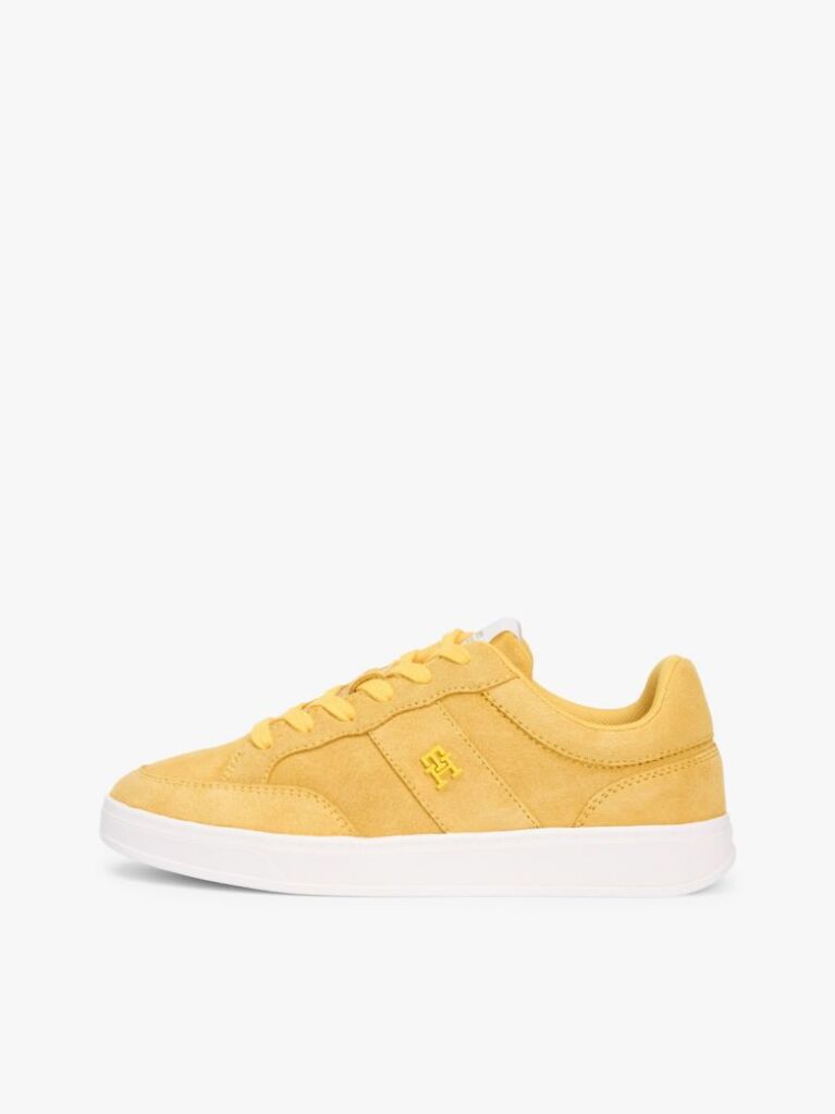 Yellow TH Monogram Suede Court Trainers  Women