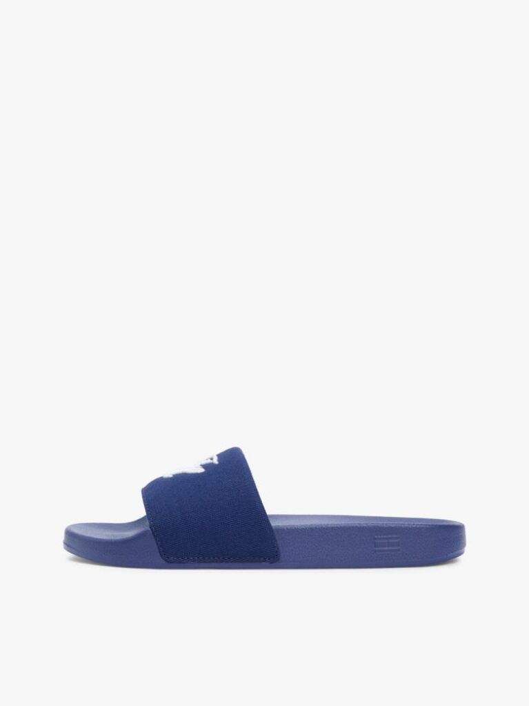Blue Logo Embroidery Canvas Pool Slides  Women