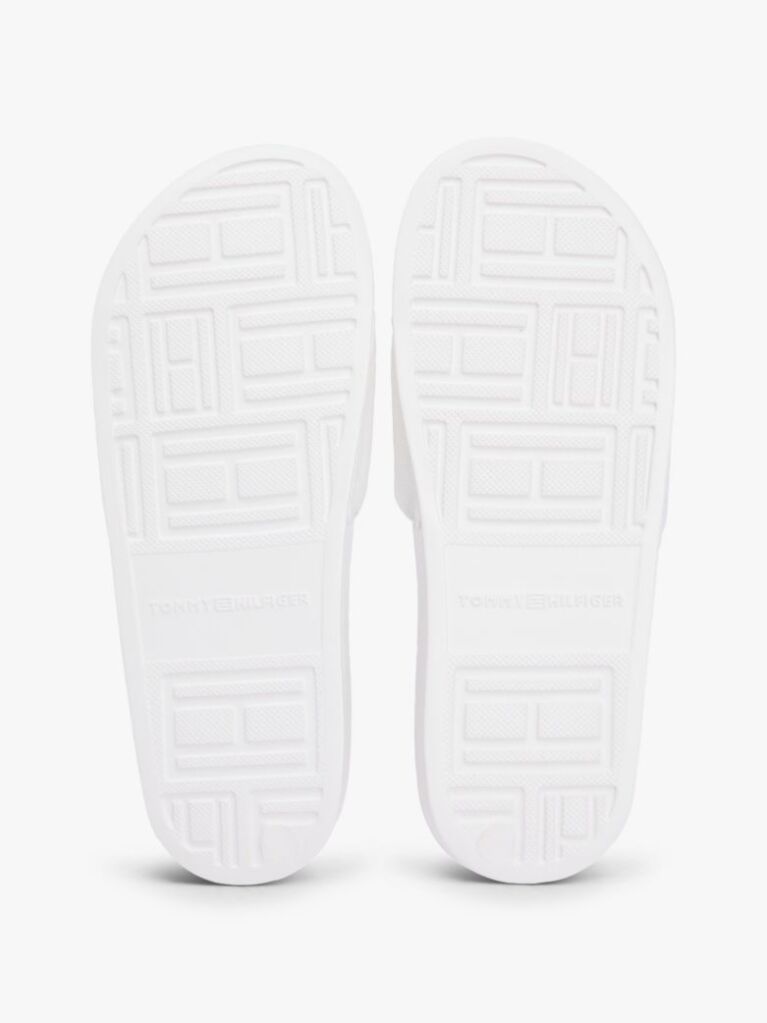White Logo Embroidery Canvas Pool Slides  Women