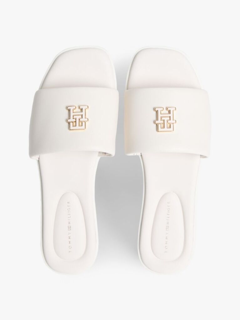 Beige Leather TH Monogram Strap Mules  Women