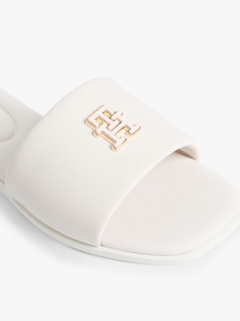 Beige Leather TH Monogram Strap Mules  Women