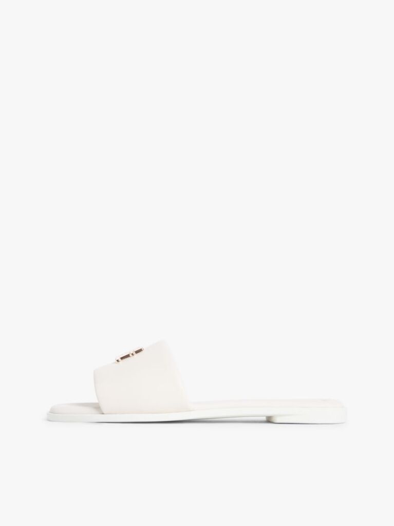 Beige Leather TH Monogram Strap Mules  Women