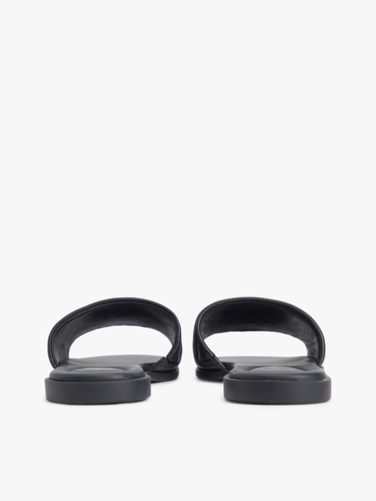 Black Leather TH Monogram Strap Mules  Women