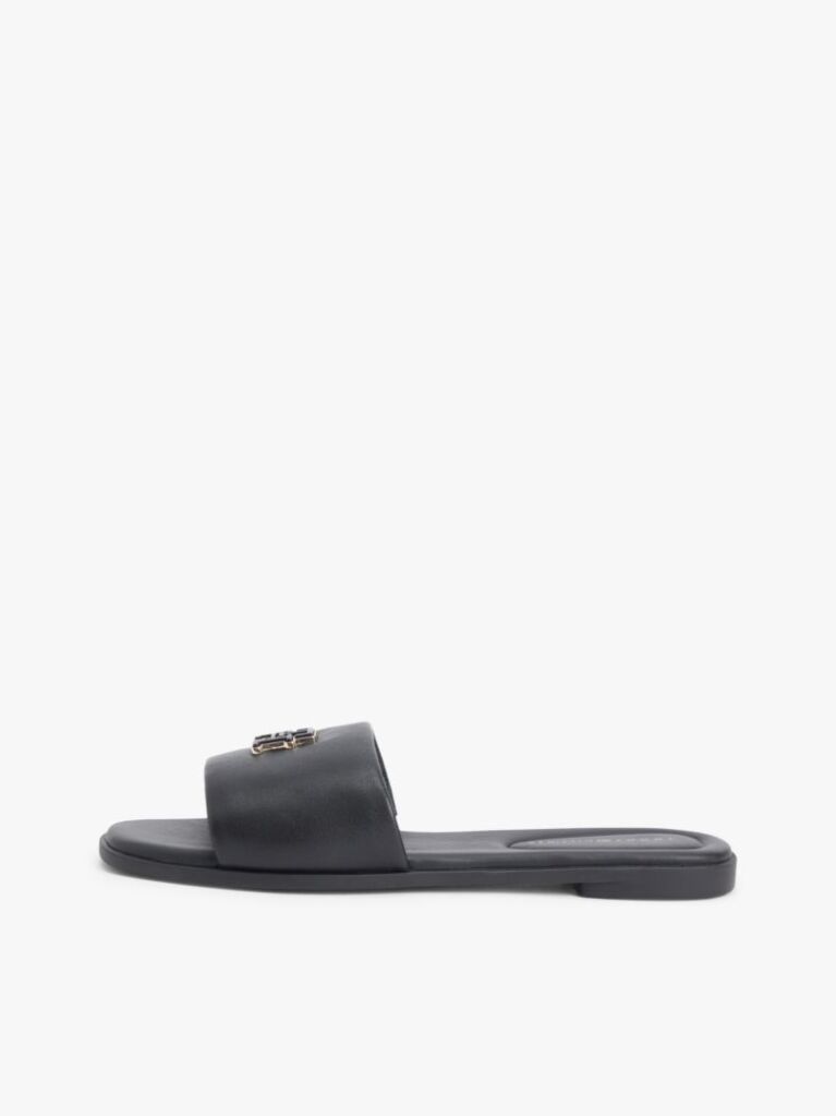 Black Leather TH Monogram Strap Mules  Women