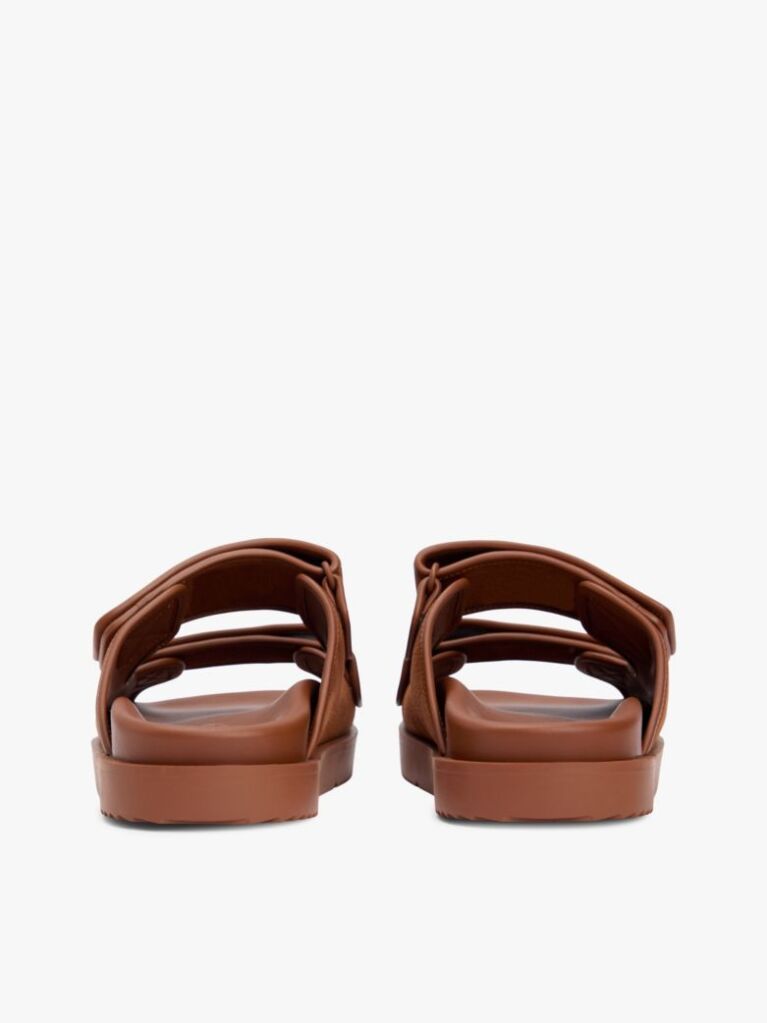 Brown Leather Double Strap Serrated Sandals  Women