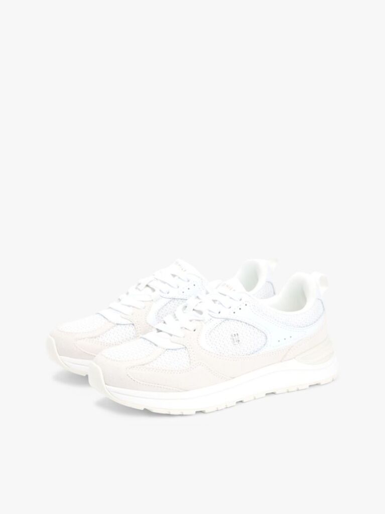 Άσπρο Tonal Sneakers Με Μίξη Υφών Και Μονόγραμμα TH  Γυναίκες