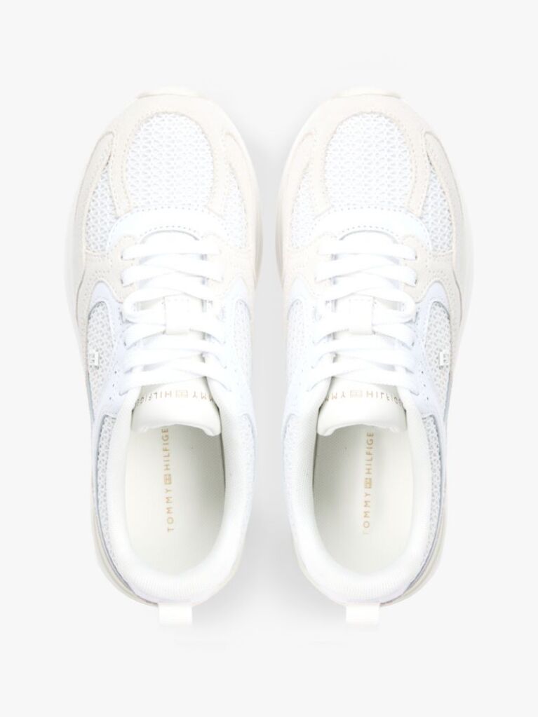 Άσπρο Tonal Sneakers Με Μίξη Υφών Και Μονόγραμμα TH  Γυναίκες