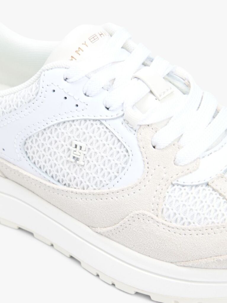 Άσπρο Tonal Sneakers Με Μίξη Υφών Και Μονόγραμμα TH  Γυναίκες