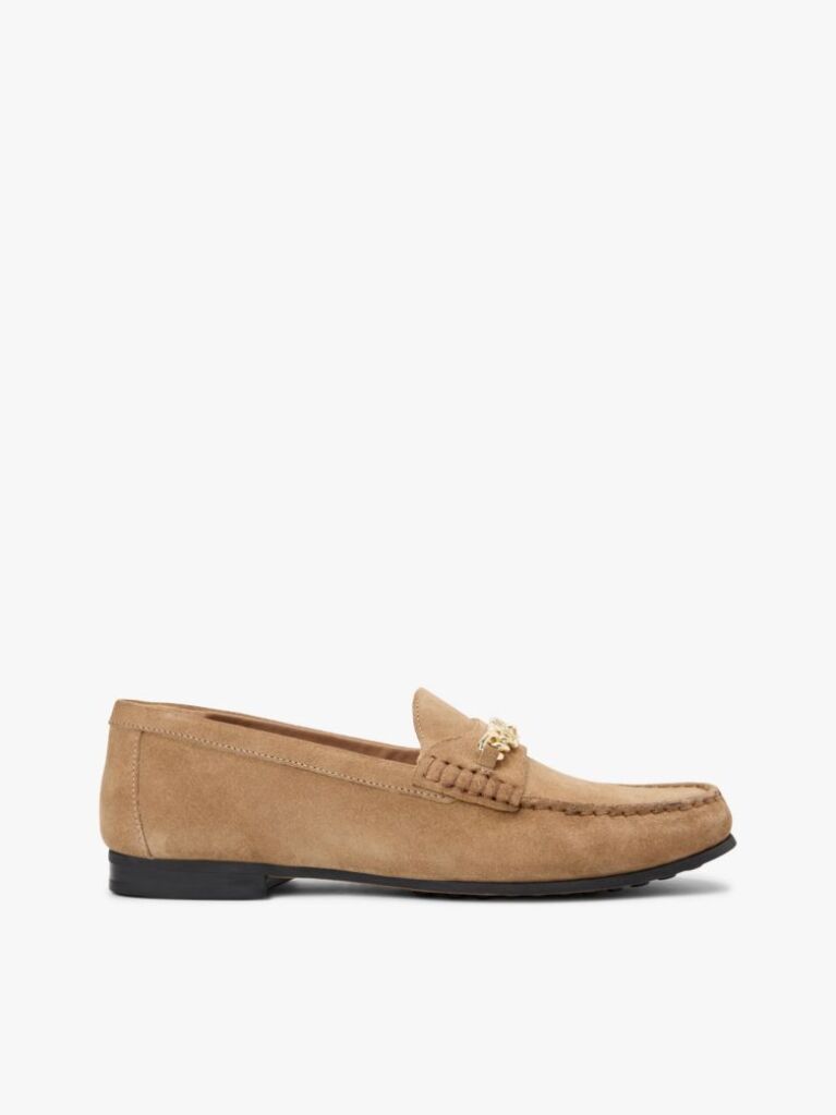 Καφέ Penny Σουέτ Loafers Με Διακοσμητική Αλυσίδα  Γυναίκες