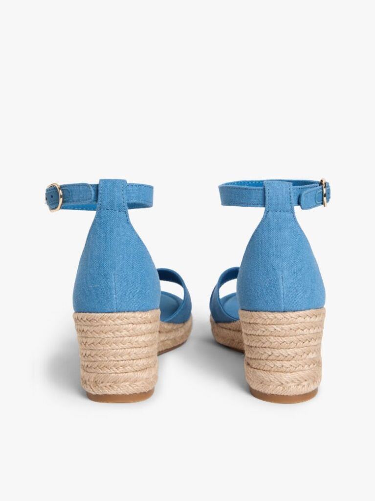 Blue Hemp Crossover Strap Wedge Espadrilles  Women