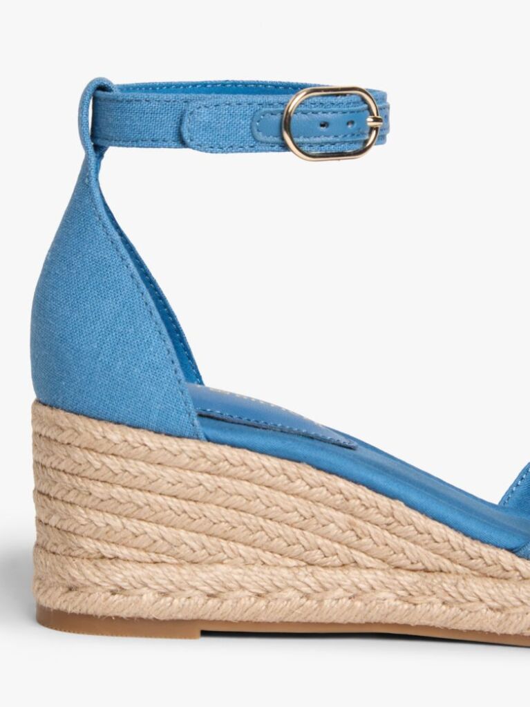 Blue Hemp Crossover Strap Wedge Espadrilles  Women