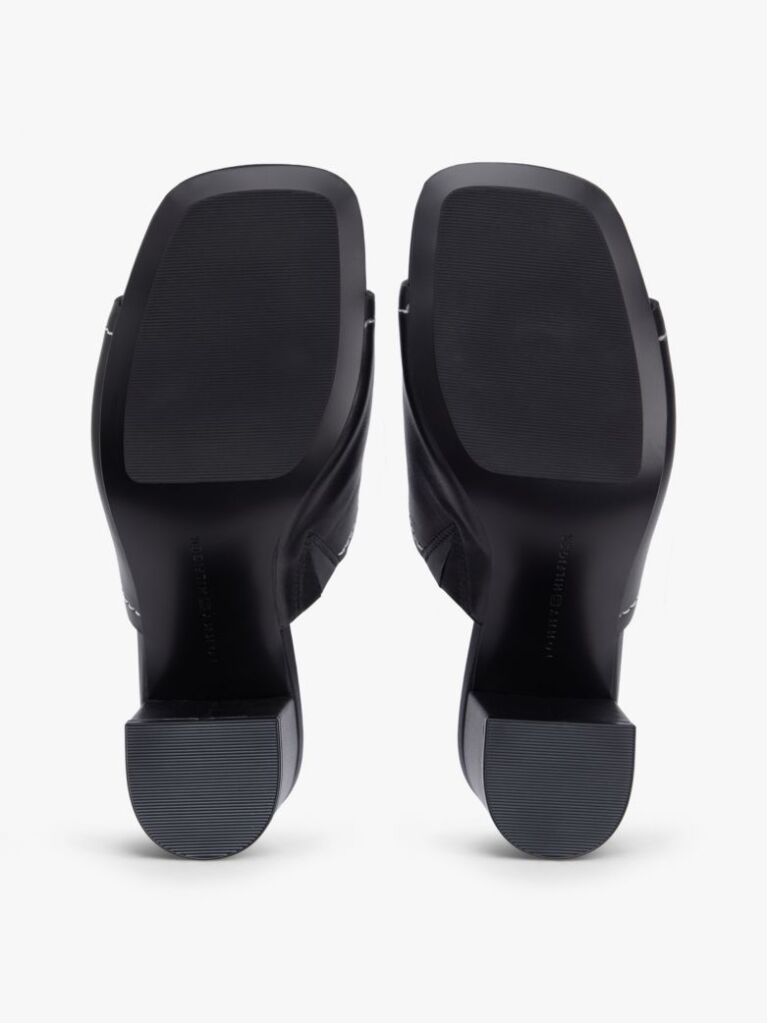 Black TH Monogram Leather Block Heel Mules  Women
