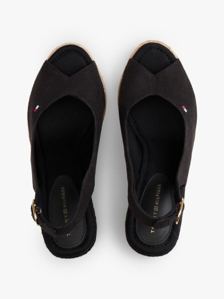 Black Hemp Slingback Wedge Espadrilles  Women