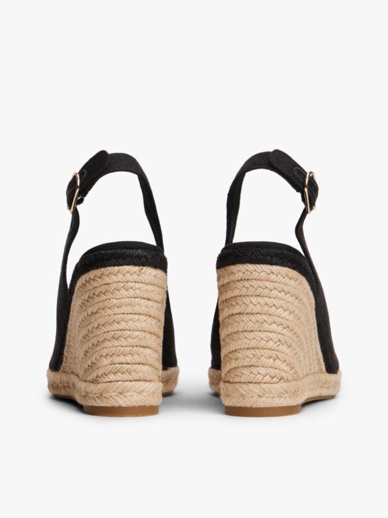Black Hemp Slingback Wedge Espadrilles  Women
