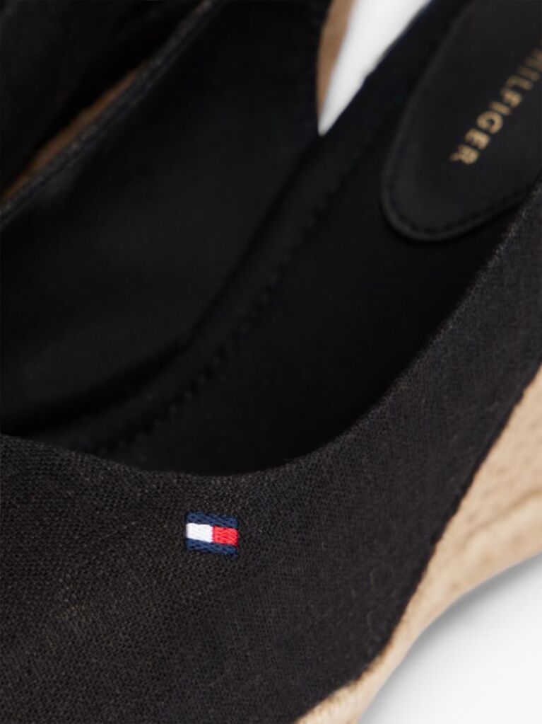 Black Hemp Slingback Wedge Espadrilles  Women