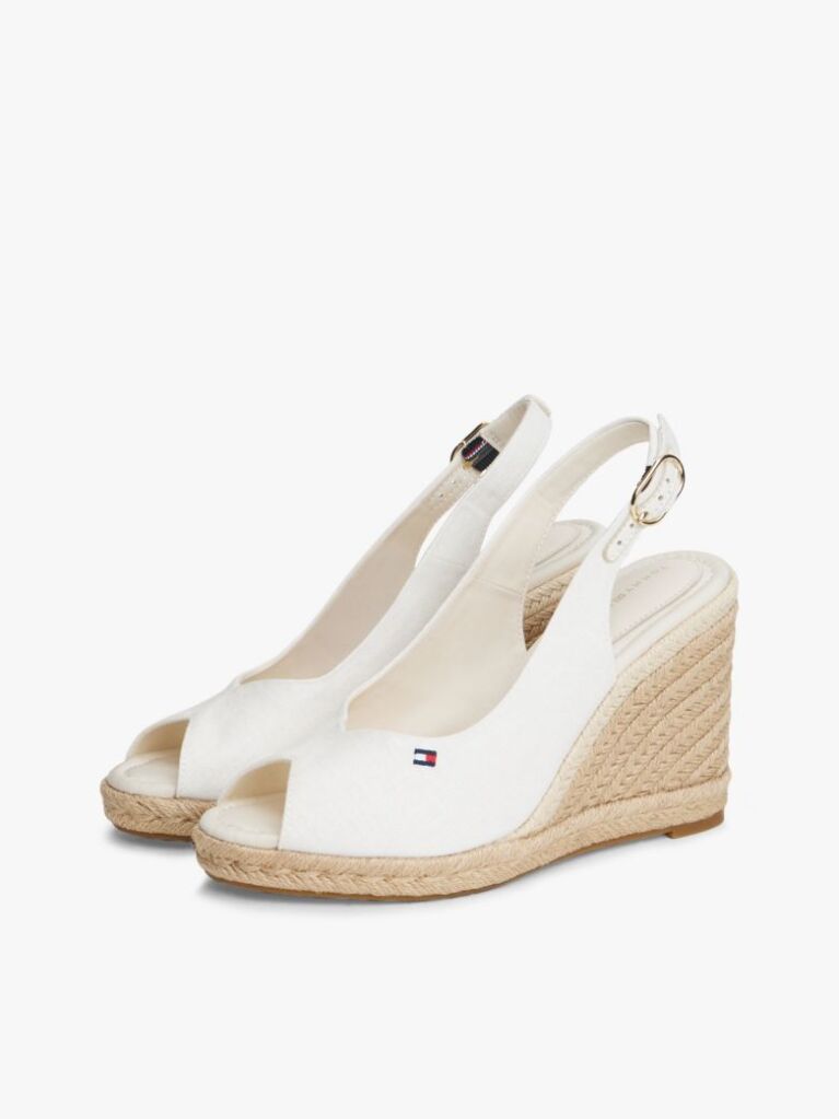 White Hemp Slingback Wedge Espadrilles  Women