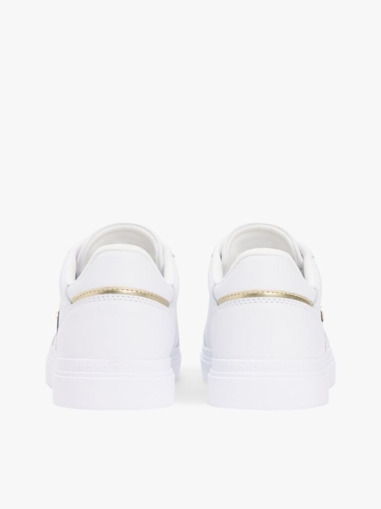 Άσπρο Δερμάτινα Sneakers Με Υφασμάτινη Λεπτομέρεια  Γυναίκες