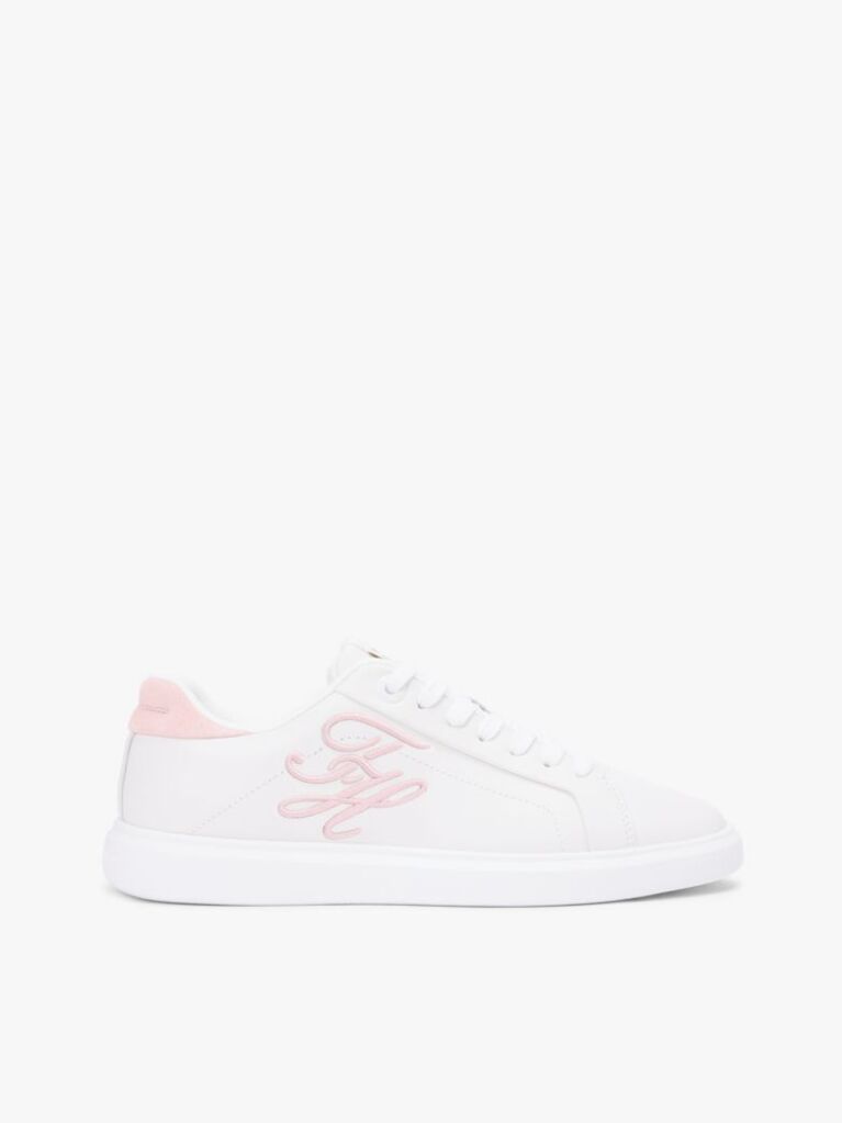 Άσπρο Δερμάτινα Sneakers Με Κεντητό Λογότυπο  Γυναίκες