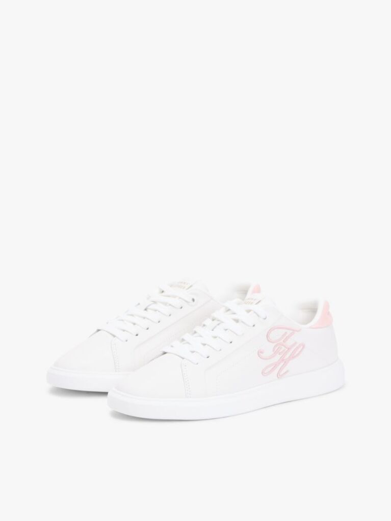 Άσπρο Δερμάτινα Sneakers Με Κεντητό Λογότυπο  Γυναίκες