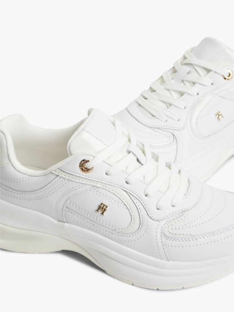 White TH Monogram Leather Chunky Sneakers  Women