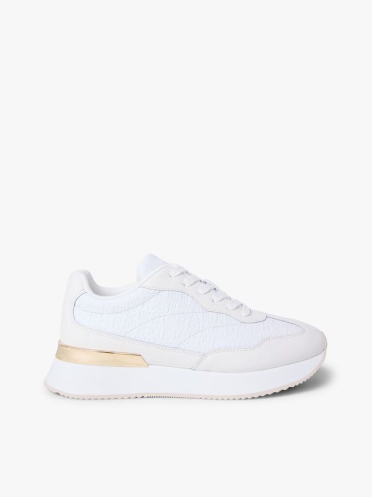 White TH Monogram Leather Mixed Texture Trainers  Women