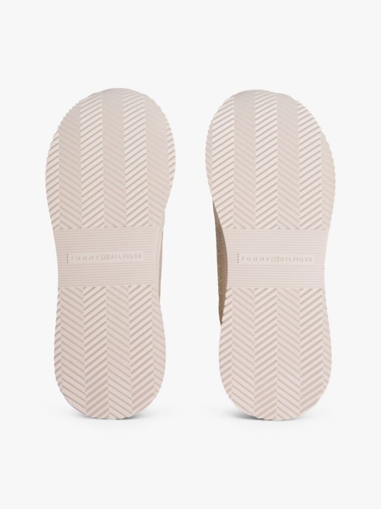 Beige TH Monogram Leather Mixed Texture Trainers  Women