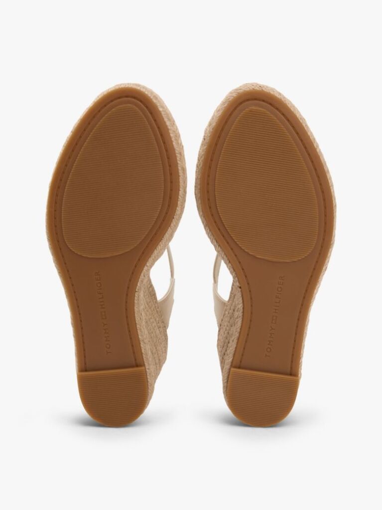Beige Satin TH Monogram Wedge Espadrilles  Women