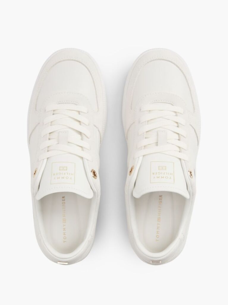 Μπεζ Δερμάτινα Sneakers Με Μίξη Υφών  Γυναίκες