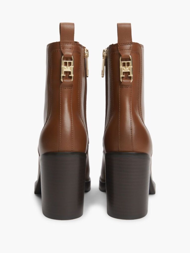 Brown Leather Square Toe Lace-Up Boots  Women