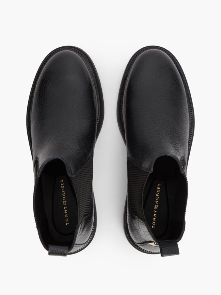 Black Pebble Grain Leather Chelsea Boots  Women