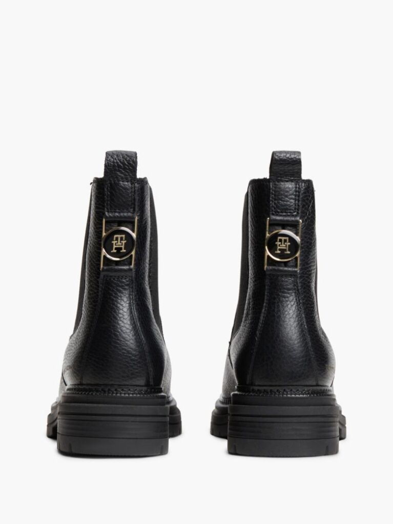 Black Pebble Grain Leather Chelsea Boots  Women