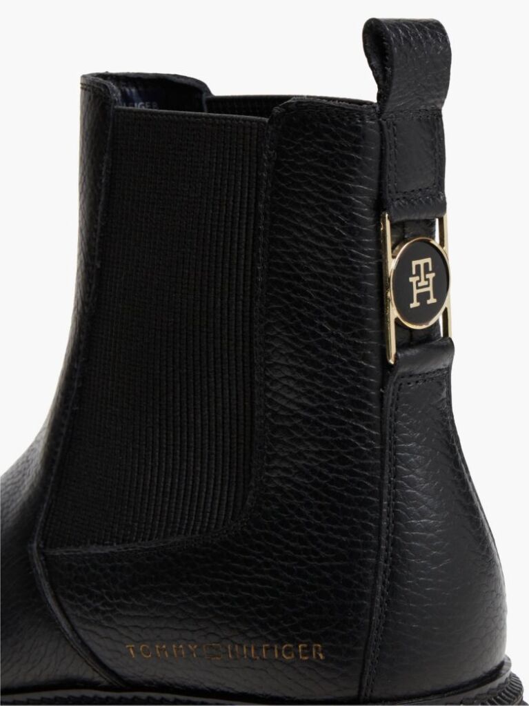 Black Pebble Grain Leather Chelsea Boots  Women