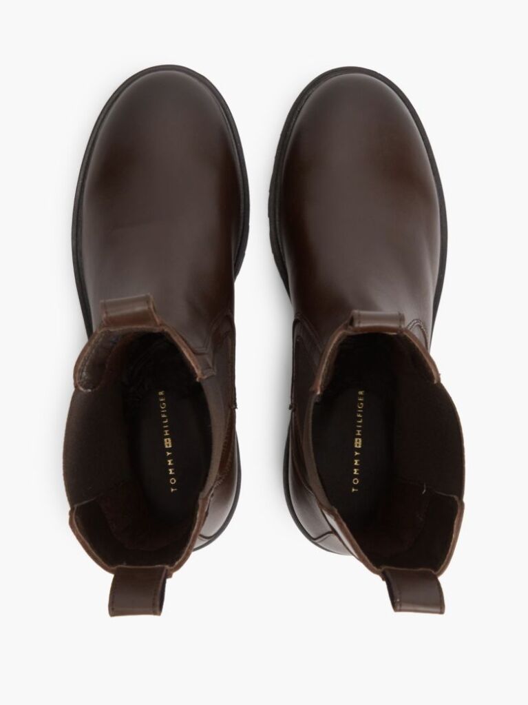 Brown Leather Cleat High Chelsea Boots  Women